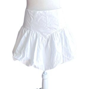 Commense White Skirt Bubble Hem 100% Cotton Boho SZ S NEW